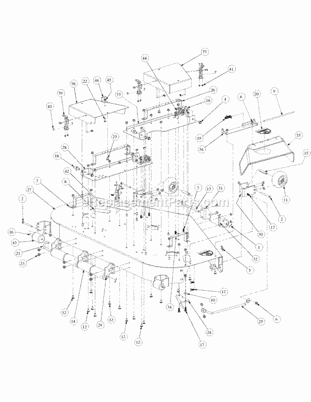 Fabricated Cutter Deck Diagram and Parts List for M60-KW 53BH5D8X750 Cub Cadet Sprayer
